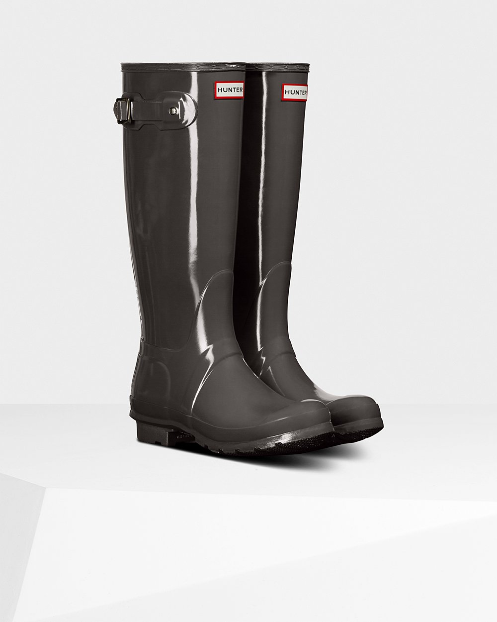 Bottes Hautes de Pluie Hunter Original Gloss Femme Grise ZUNGBIH-91